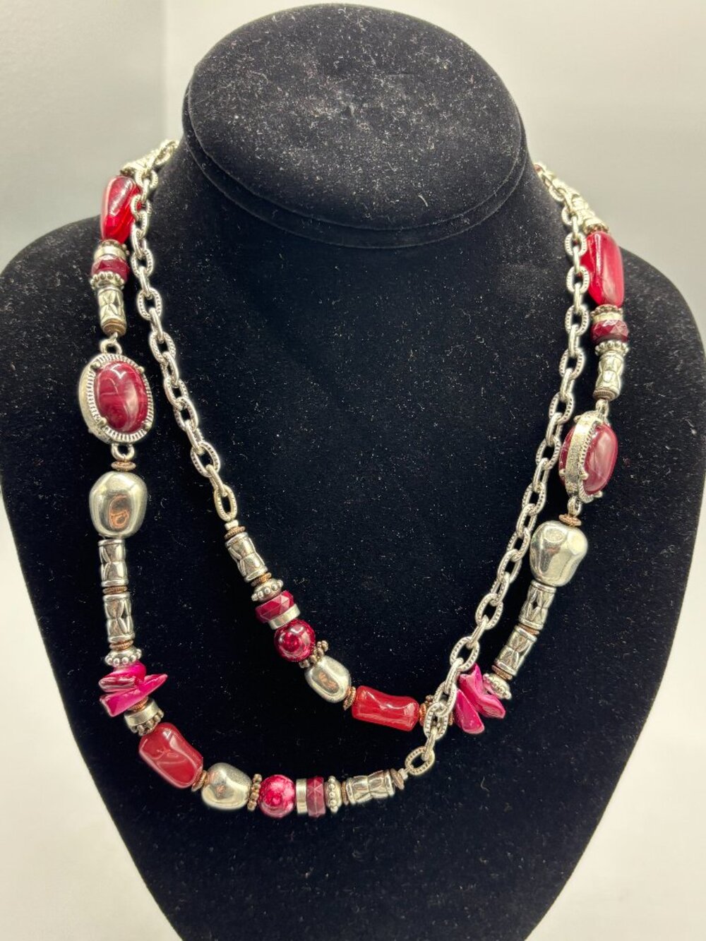 Ruby Road Silver tone & Red Necklace